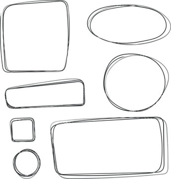 Set of hand drawn rectangles and circles