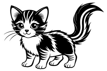 very cute baby cat, rainbow fur, full body, plain white background
