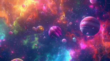 Celestial marvels in 3D: captivating space backdrop with vivid planets, stars, and nebulae, portraying the cosmic grandeur and enigma of the universe. 3d backgrounds