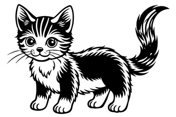 very cute baby cat, rainbow fur, full body, plain white background