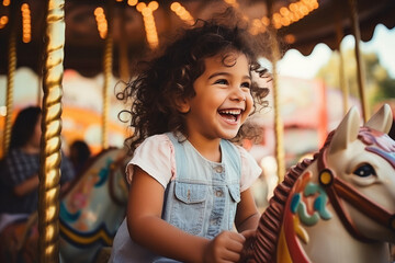 girl playing swing in the fair
