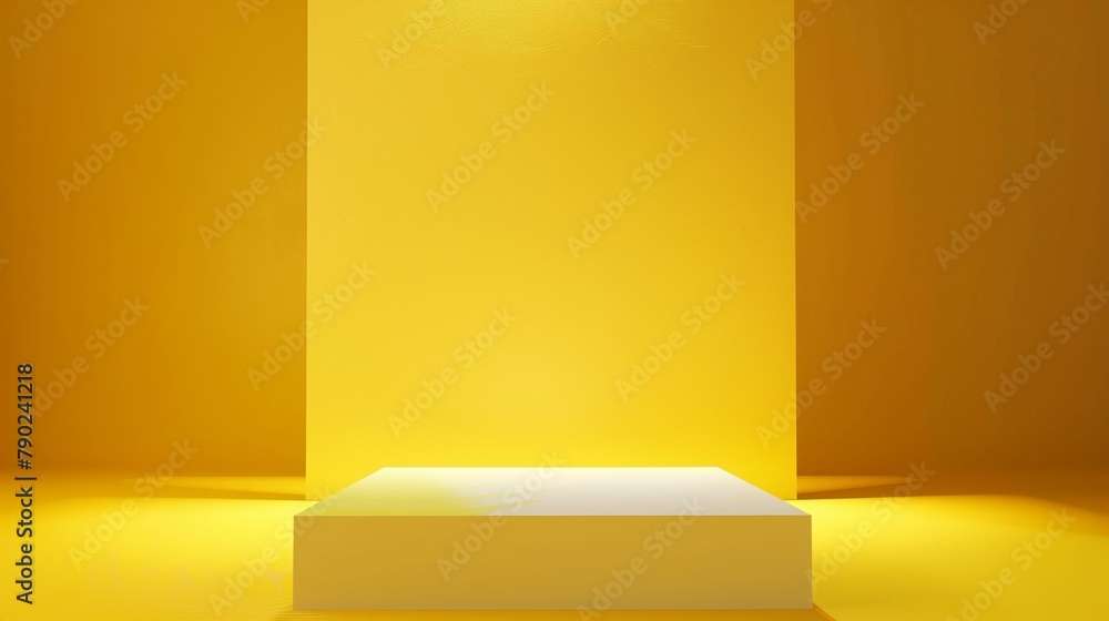 Poster a background of yellow gradient with a white upright in the middle.