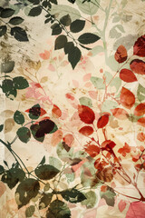 Abstract vintage botanical collage background. Creative grunge modern design