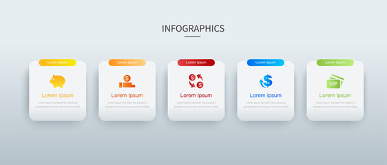 Chart template with icons and 5 options.business marketing concept infographic