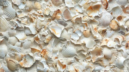 texture of a mirror frame, crushed seashells as material for the frame, copy and text space, 16:9
