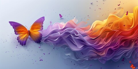 Artistic Abstract Background, Red and Purple Flowing Silk Effect