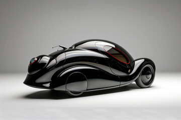 Modernist black shiny snail concept car.