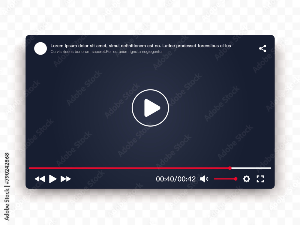 Poster video player template for website and mobile apps.mobile applications vector illustration