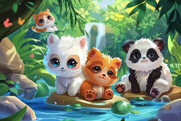 Dive into a world of adorable creatures with cute animals,Experience heartwarming moments as fluffy kittens, playful puppies, and cuddly pandas steal the spotlight - 790242881