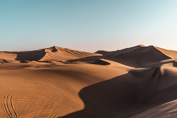 Fototapeta na wymiar sand dunes in the desert at sunset