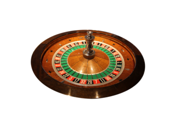 roulette wheel, isolated,  low side viewing angle , casino wheel 