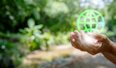 environment, sustainability, nature, plant, global, globe, planet, eco, reuse, ecosystem. A hand...