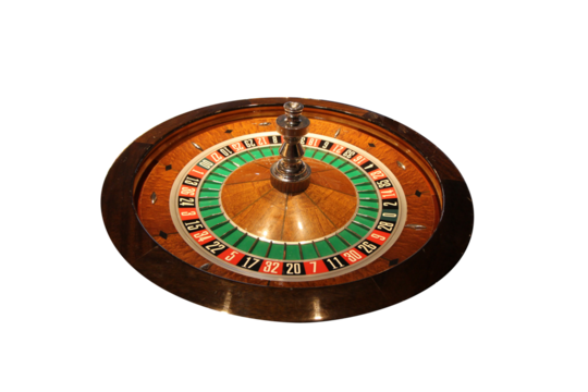 roulette wheel, isolated,  low side viewing angle , casino wheel 