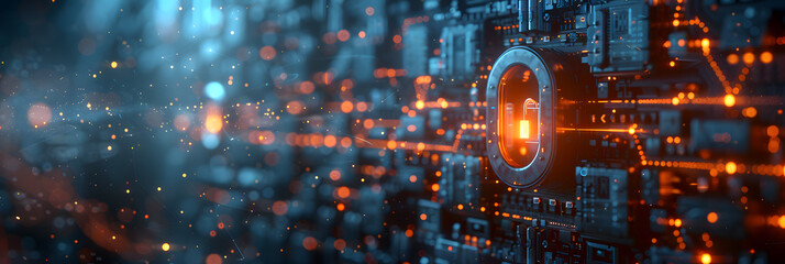 Fototapeta premium Secure Global Data Transfer - Protecting Information through Encrypted Networks