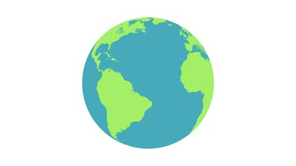 3D Animation - Simple planet earth rotating in loop and isolated on white background