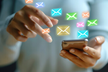 Person managing schedules and emails efficiently using smartphone apps.