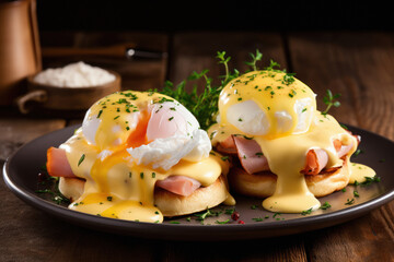 delicious dish of Western breakfast food Egg benedict