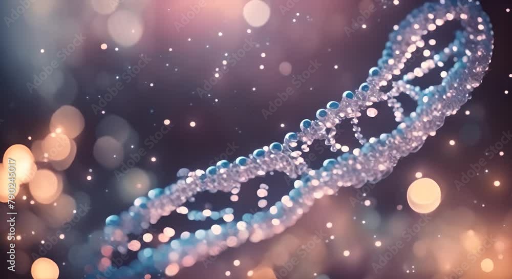 Poster 3d illustration of a dna double helix with glowing nodes. biotechnology and genetic research concept