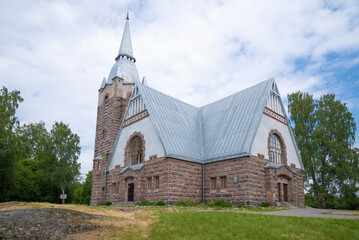 Ancient Lutheran church in Melnikovo on a June day. Leningrad region - 790245242