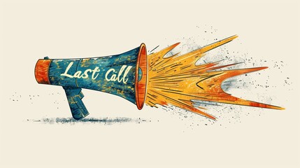 last call  megaphone sign illustration