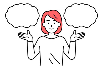 吹き出しとカジュアルな女性