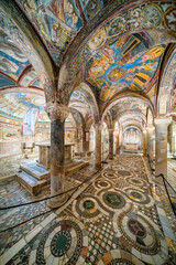 Interior view in the marvelous Anagni Cathedral Crypt. In the Province of Frosinone, Lazio, central Italy. July-24-2023