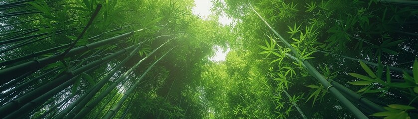 The bamboo trees create a natural canopy overhead, providing shade and shelter to the surrounding area 8K , high-resolution, ultra HD,up32K HD