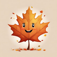 Maple Leaf Cutie: Autumn’s Delight on Isolated Background,Whimsical Maple Leaf Character: Embracing Fall Vibes in Isolation  - Generated by AI