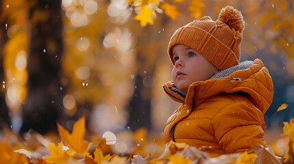 Looking at the child amongst the fall foliage, one cant help but be reminded of the importance of taking time to appreciate the beauty and wonder of the world around us 8K , high-resolution, ultra HD,