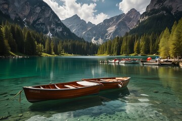 An unmanned boat drifting silently across the calm surface of the lake, its sleek hull cutting through the still waters with eerie tranquility, guided by sophisticated technology and navigation system