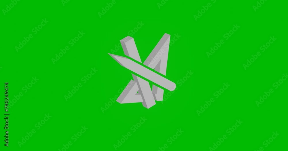 Poster animation of rotation of a white school supplies symbol with shadow. simple and complex rotation. se