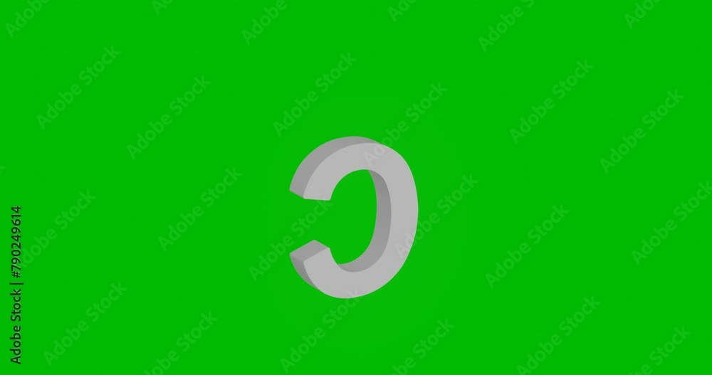 Poster animation of rotation of a white capital letter c symbol with shadow. simple and complex rotation. s