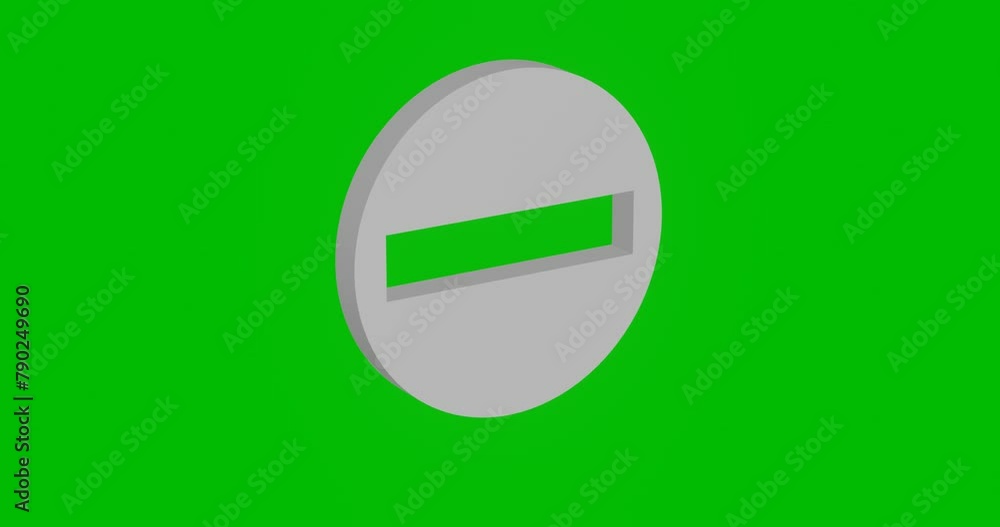 Poster animation of rotation of a white no entry road sign with shadow. simple and complex rotation. seamle