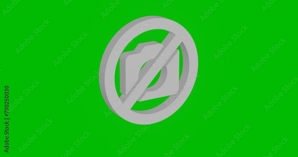 Poster animation of rotation of a white no photo symbol with shadow. simple and complex rotation. seamless 