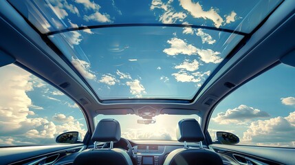 A modern car with a panoramic glass roof. - obrazy, fototapety, plakaty
