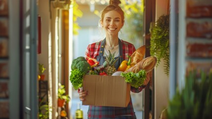 Woman Holding Fresh Groceries - Powered by Adobe