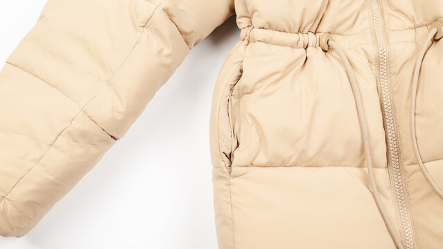 Puffer jacket material as background close up