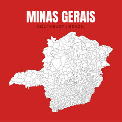 Map of Minas Gerais, state in Southeast Brazil © Yguana Design