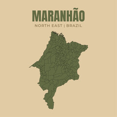 Map of Maranhão, state in Northeast Brazil © Yguana Design