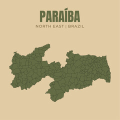 Map of Paraíba, state in Northeast Brazil