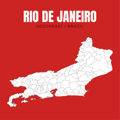 Map of Rio de Janeiro, state in Southeast Brazil © Yguana Design