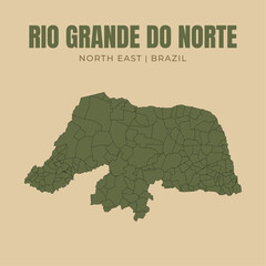 Map of Rio Grande do Norte, state in Northeast Brazil © Yguana Design