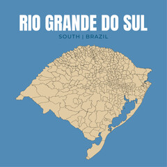 Map of Rio Grande do Sul, state in South Brazil © Yguana Design