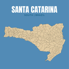 Map of Santa Catarina, state in South Brazil © Yguana Design