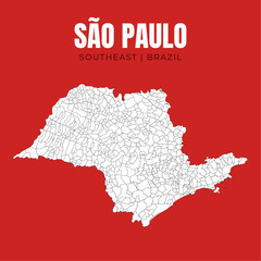 Map of São Paulo, state in Southeast Brazil © Yguana Design