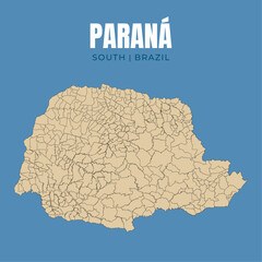 Map of Paraná, state in South Brazil © Yguana Design