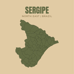 Map of Sergipe, state in Northeast Brazil © Yguana Design