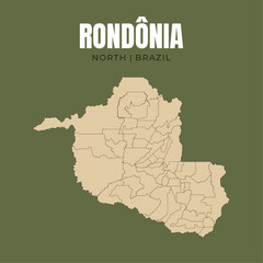 Map of Rondônia, state in North Brazil © Yguana Design