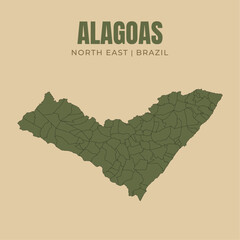 Map of Alagoas, state in Northeast Brazil © Yguana Design