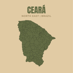 Map of Ceará, state in Northeast Brazil © Yguana Design